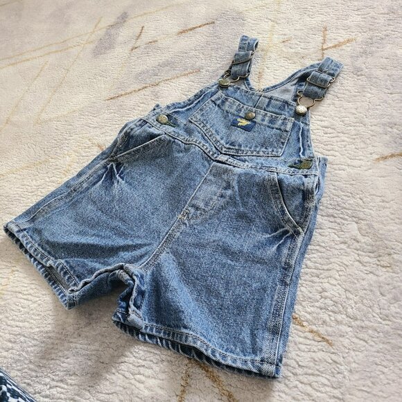 OshKosh B’gosh Baby Denim Shortalls Overalls 12M Vestbak - Picture 1 of 8